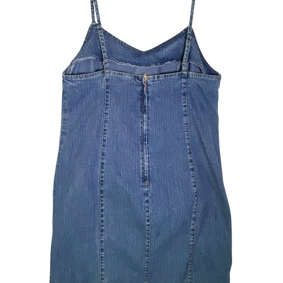 Vintage VENEZIA JEANS CLOTHING CO. Y2K Jean Spaghetti Strap denim Dress Size 14 - Picture 5 of 8